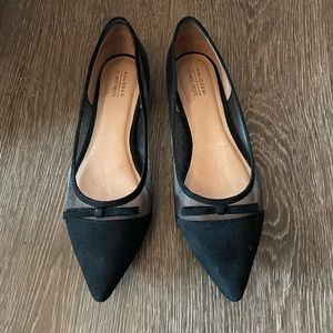 Black mesh and suede flats with bow - Size 7.5
